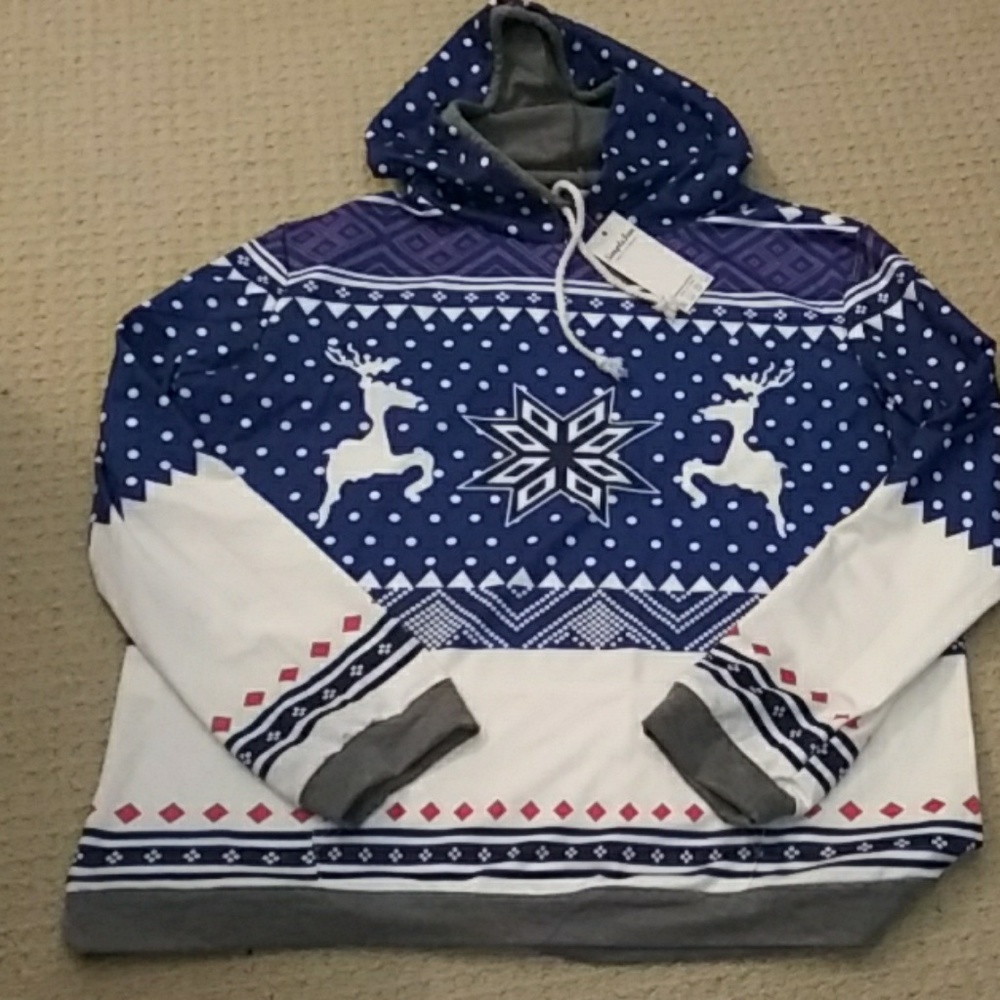 Simply Fun reindeer winter hoodie 2XL